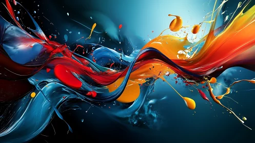 Liquid color streams collide in a vivid abstract explosion