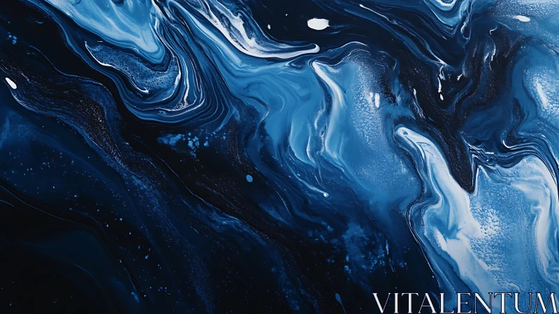 Celestial blue fluid currents in abstract marbled motion.