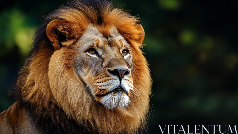 Photorealistic lion portrait with dramatic rim lighting.