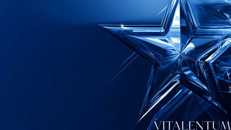 3D crystalline star composition in deep monochrome blue field.