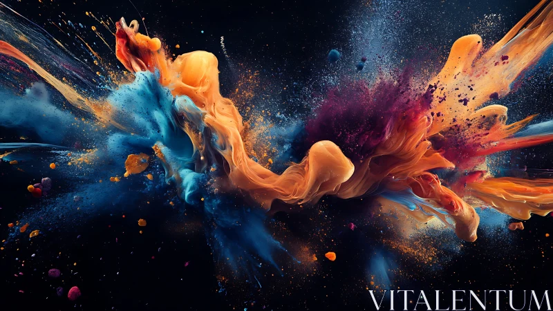 Vibrant fluid pigments collide in dynamic, high-speed abstraction