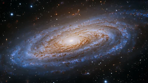 Edge-on spiral galaxy with dense luminous core and dust lanes