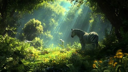 Sunbeams sketch silent stripes in a hidden forest clearing