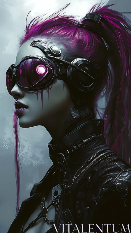 Cyberpunk rebel with neon visor and magenta hair profile