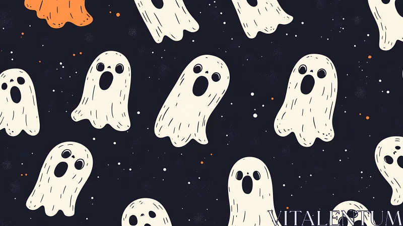 Playful ghost pattern drifts across a dark starry night sky
