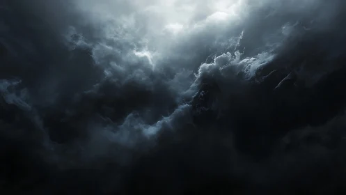 Digital painting of storm-torn clouds with dramatic chiaroscuro.