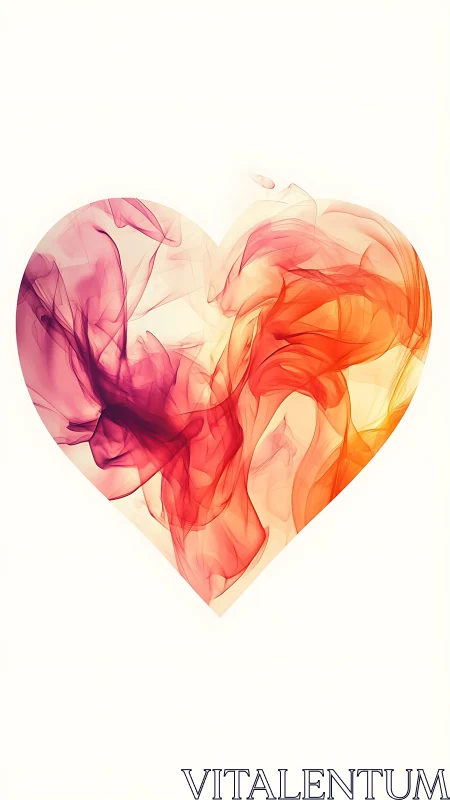 Gradient Heart with Flowing Pink Orange Watercolor Effects