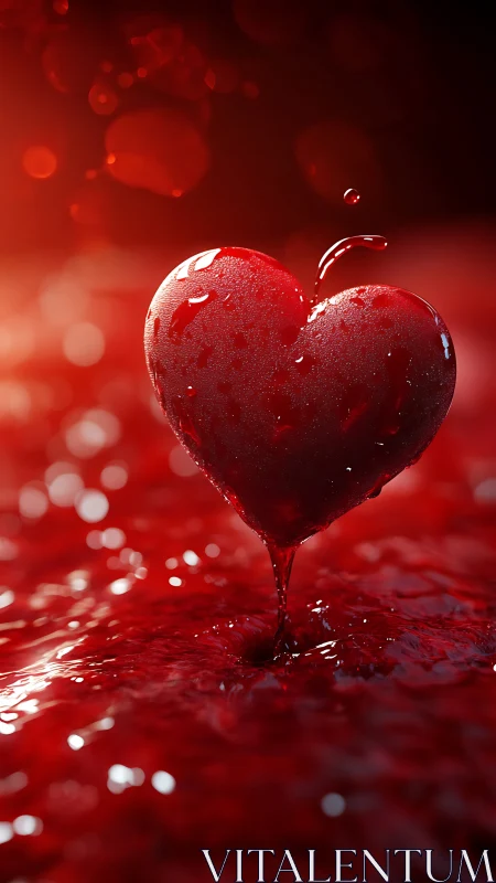 Liquid Red Heart Form in Deep Crimson Bath.