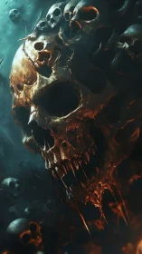 Colossal infernal skull mass rendered in cinematic digital chiaroscuro