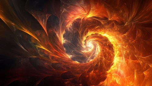 Glowing cosmic fire spiral swirling with radiant golden light.
