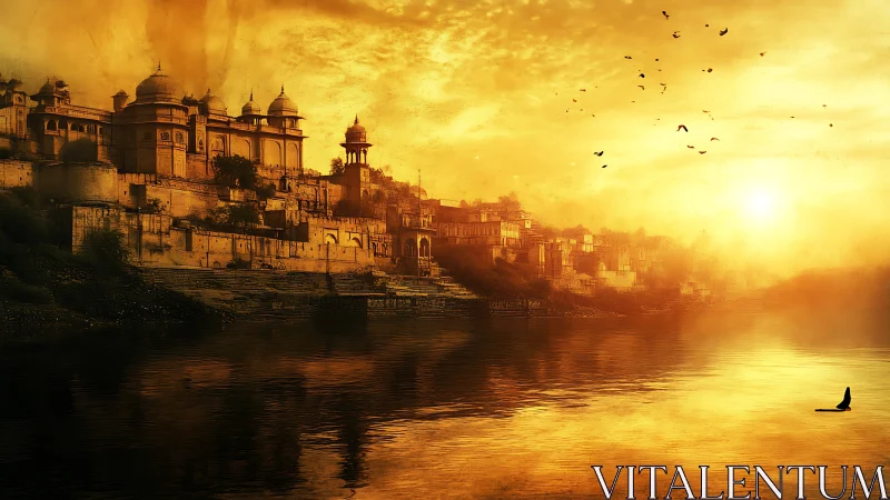 Sun-drenched river kingdom hums beneath molten sky glow