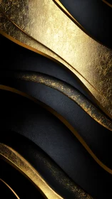 Curved metallic strata with black substrate and gilded textures.