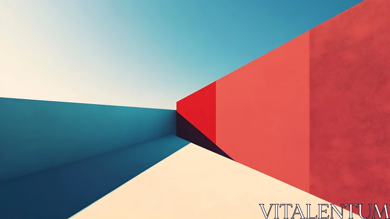 Geometric corridors converge in bold minimalist color fields.