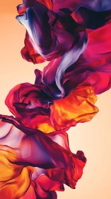 Vibrant silk-like waves swirl in warm abstract motion