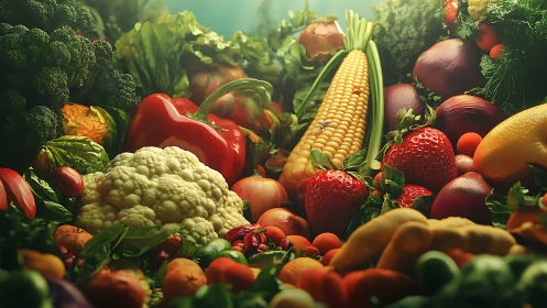 Veggie orchestra glows under cinematic farmer&rsquo;s market light