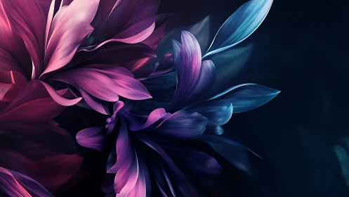 Neon Petals Suspended in Digital Void.