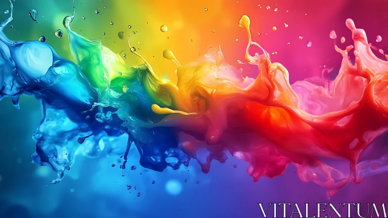 Multicolor liquid splash in dynamic horizontal collision.