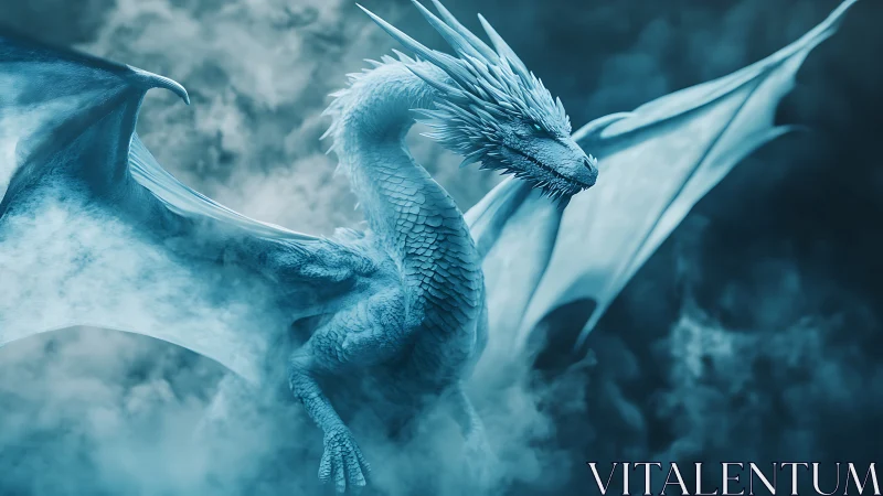 Ice dragon rendered in detailed blue-toned 3D scene