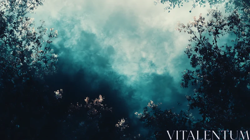 Aerial Forest Canopy with Volumetric Cloud Diffusion and Luminous Sky Aperture.