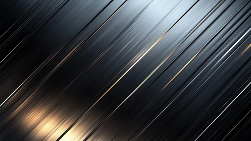 Sleek metallic diagonal lines abstract art with glossy reflections.