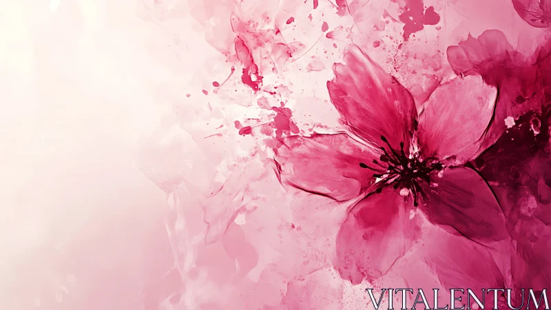 High-saturation floral bloom with dynamic ink dispersion and volumetric particle effects