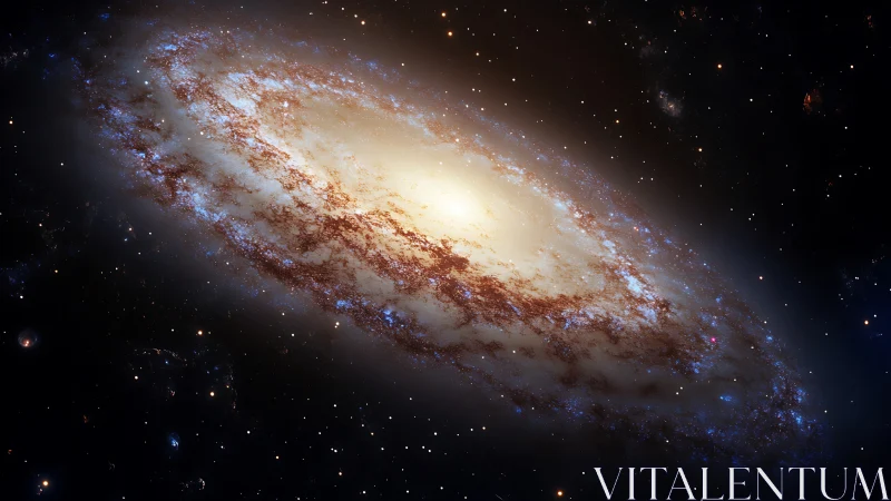Oblique spiral galaxy rendering shows dense stellar disk