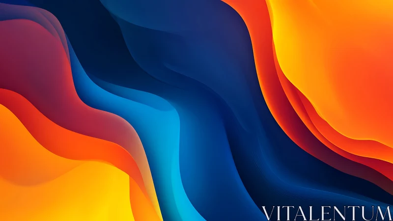Vibrant layered color waves with fluid orange blue gradients.