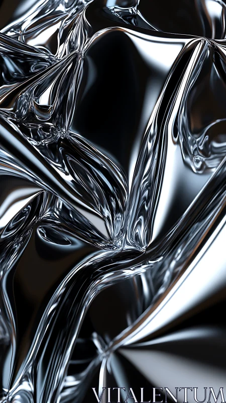 Liquid chrome folds in high-contrast abstract metallic flow.