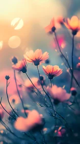 Shallow-Depth Cosmos Daisy Field with Bokeh Luminescence.