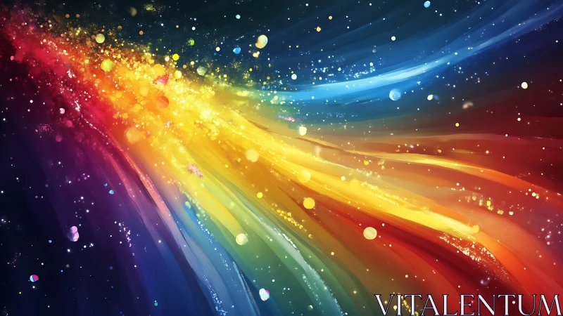 Chromatic particle stream forming radiant spectral vortex.