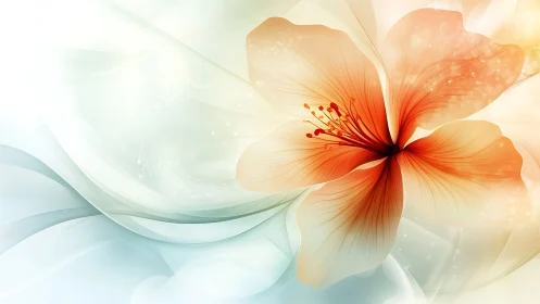 Digital Gradient Hibiscus Bloom with Radiant Stamen Detail.