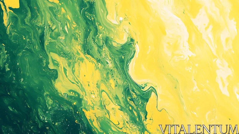 Chroma-fluid turbulence in yellow and green pigment flow.