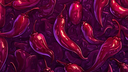 Digital illustration shows repeated red chili peppers pattern