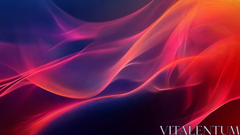 Gradient light waves form layered translucent ribbons with micro-lines