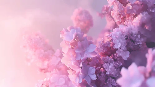 Soft Pink Phlox Flowers Bloom in Dreamy Haze