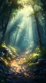 Luminous Forest Cathedral: Where Sunlight Conducts Nature's Symphony.