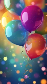 Vibrant Balloons Floating Against Bokeh Background