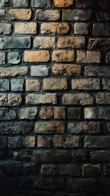 Textured brick wall under dramatic low side lighting.