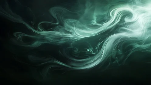 Emerald ghost currents swirling through a midnight hush.