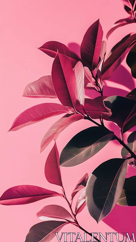 Graphic botanical study with high-contrast pink foliage lighting.