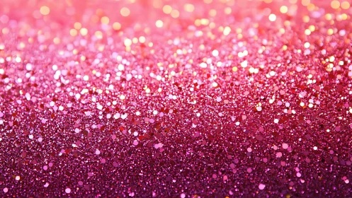 Shimmering pink glitter bokeh with radiant gradient field.