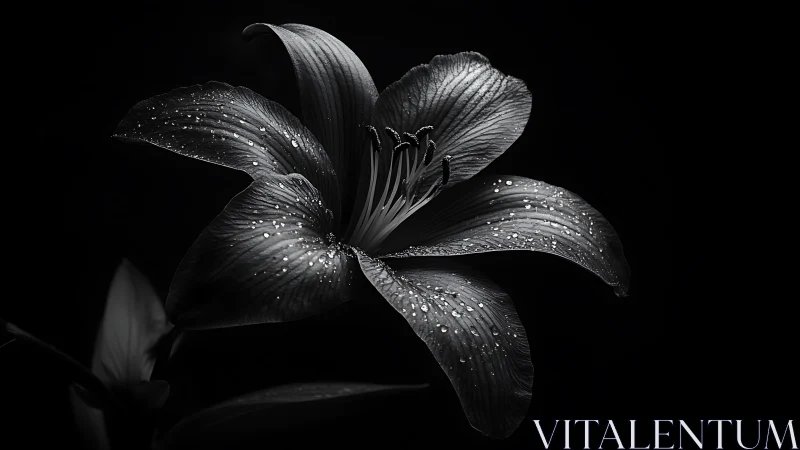 Nocturnal Bloom: Lily in Liquid Shadow.