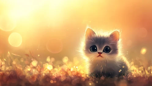 Adorable Kitten Glows with Golden Hour Magic and Wonder