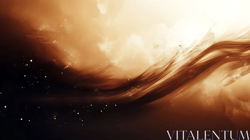 Abstract cosmic wave in sepia tones with ethereal light effects.