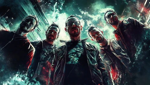 Storm-lit rock collective stalks forward through neon fumes