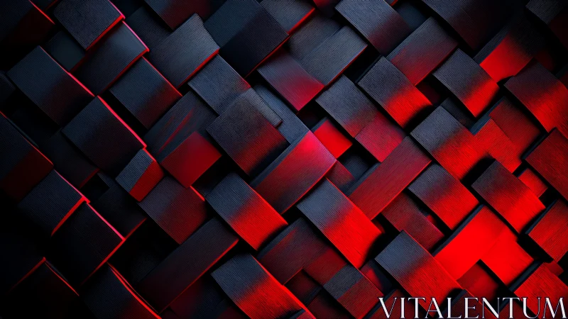 Woven Black and Red Abstract Pattern with Dramatic Lighting.