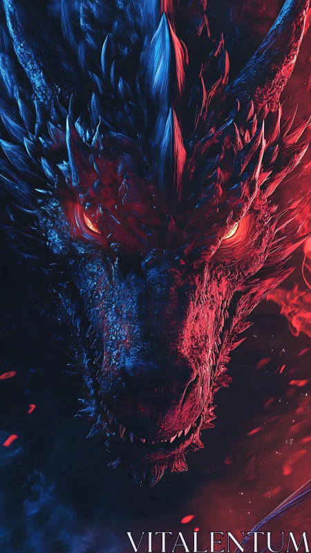 Bifurcated elemental dragon portrait in neon rim lighting.