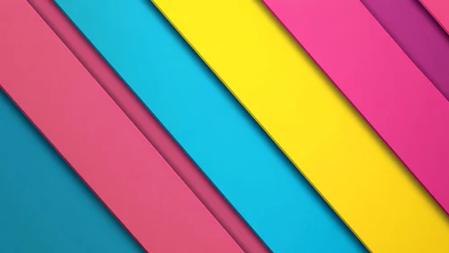 Diagonal cyan, magenta and yellow panels form flat background