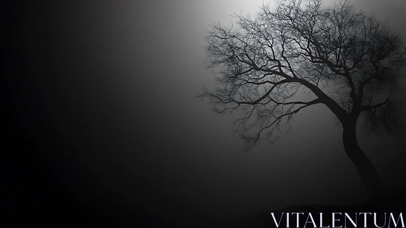 Backlit leafless tree silhouette reveals dense branching network