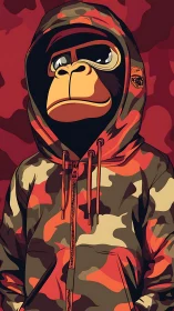 Camo‑Hooded Ape Monarch Staring Down the Urban Jungle.